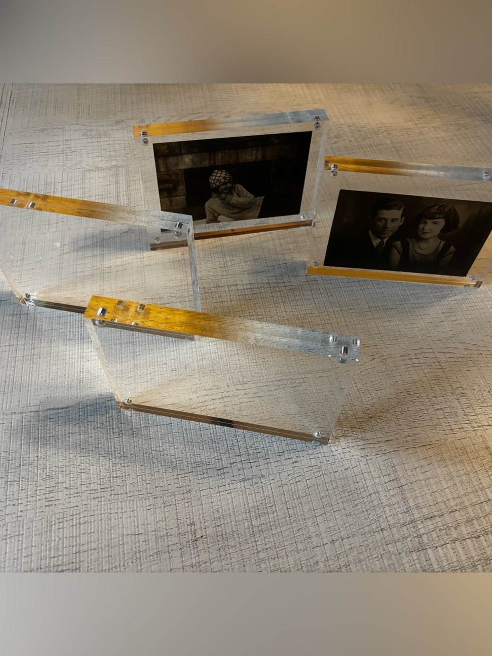 Clear Acrylic and Gold Photo Frame Set of 4 - Modern Home Accents